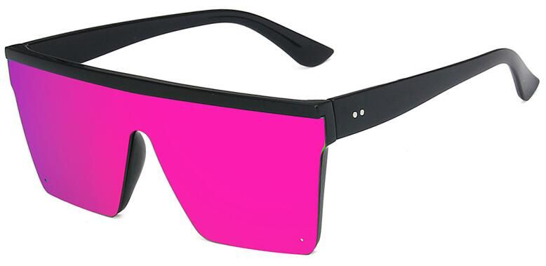 black purple2020 Oversized Square Sunglasses Women Luxury Fashion Flat Top Purple Mirror Lens One Piece Men Shade Sunglasses UV400