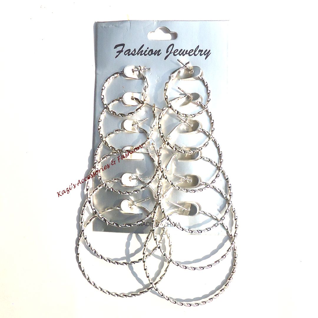 Party Earring Jewelry Fashion Metal Vintage Big Circle Earrings 6 Pair/Set.