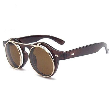 BurgundyALIKIAI Arrival Steampunk Sunglasses Women Men Square Double Flip Lens Cover Punk Sun Glasses Clear HD Gradient Shades Fashi