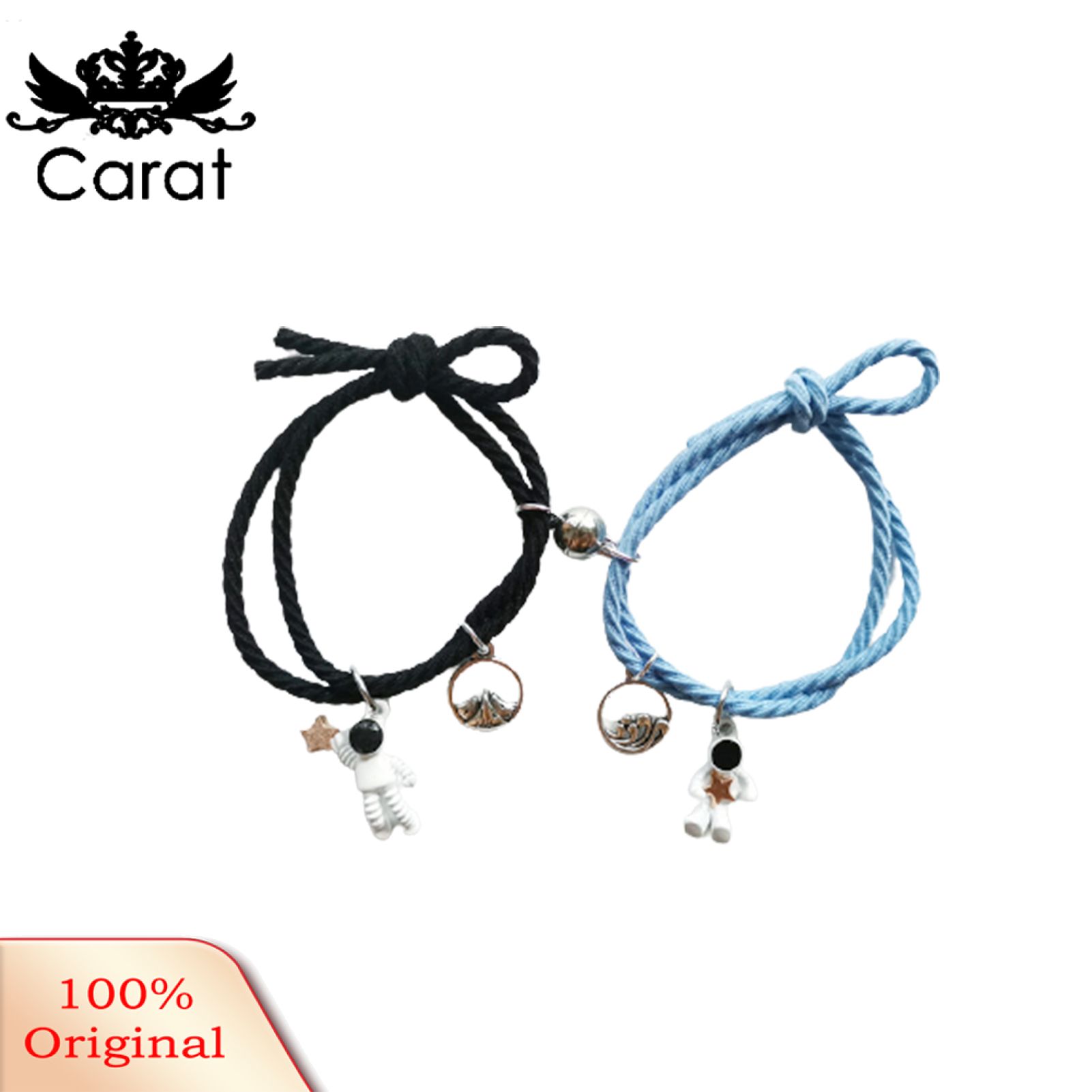 2Pcs Exquisite Bracelet Magnetic Adsorption Alloy Adorable Spaceman Pendant Fashion Bracelet for Girls