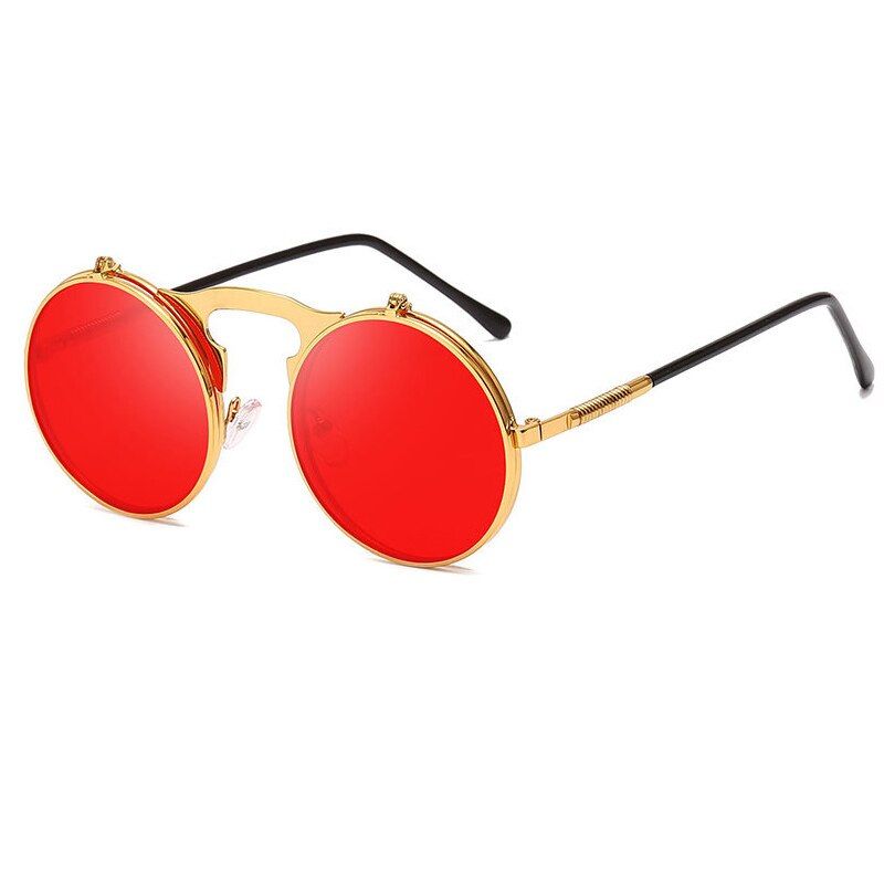 Fashion Flip Up Steampunk Sunglasses Men Retro Metal Frame Round Sun Glasses Women Men Punk Style Sunglass UV400 O7