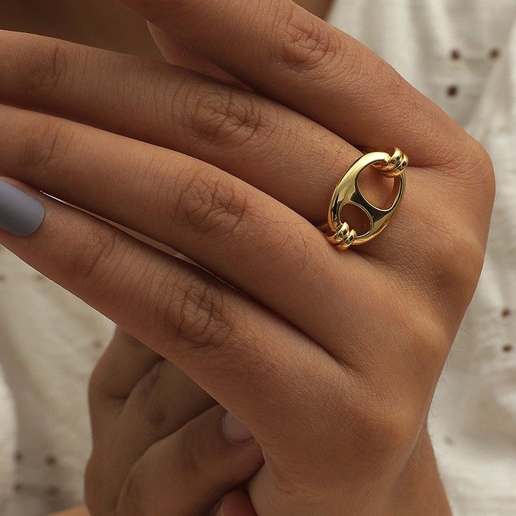 Women New Adjust Ring Elegant  Metal Oval Ring Open Rings