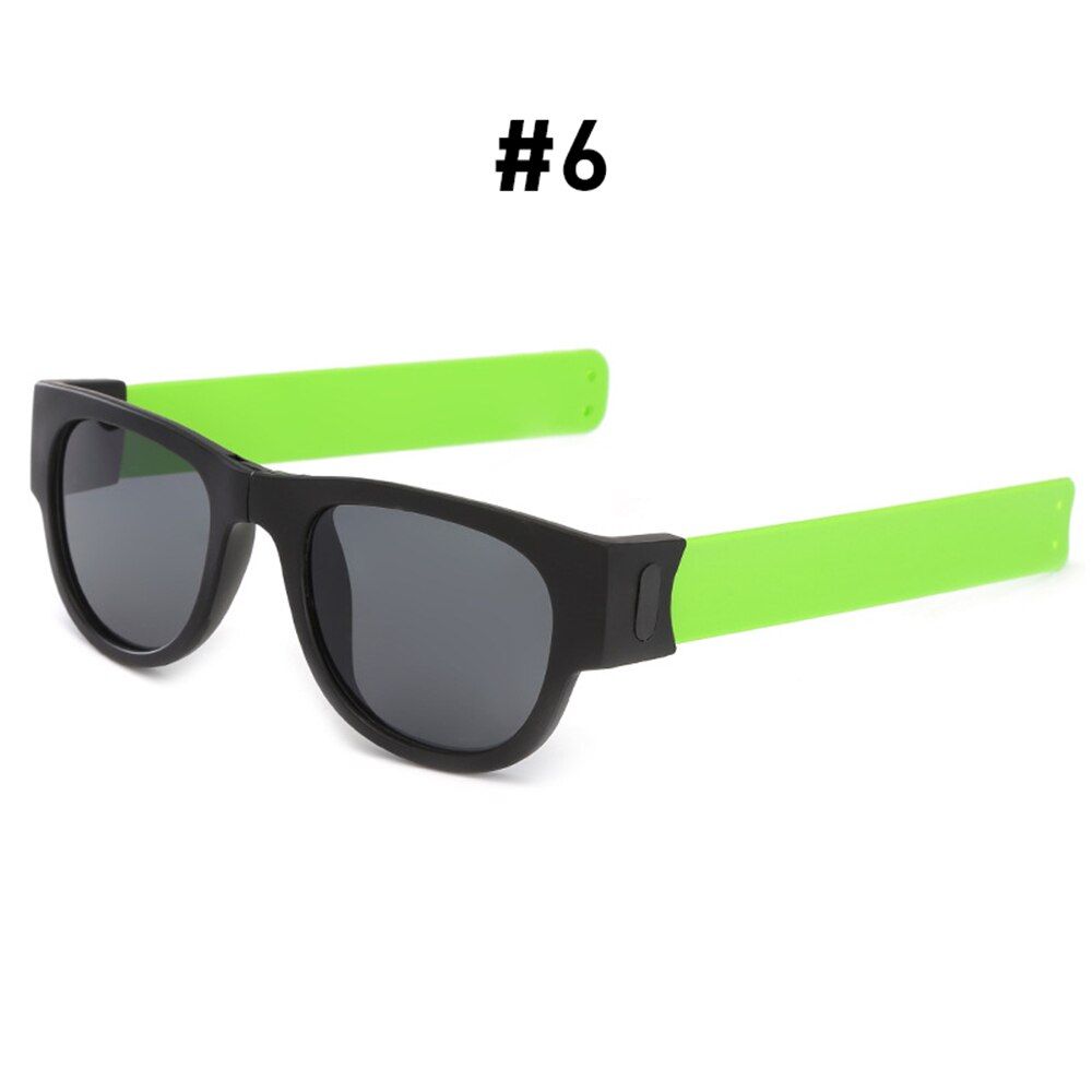6 Green UV400WITHOUT BOXFancy Slap Wristband Men Polarized Wrist Sunglasses Folding Women Roll Bracelet 2021 Trend Foldablen Square Sun Glasses
