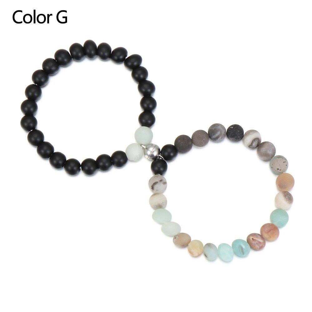 1PC Magnetic Couples Bracelets Natural Volcanic Stone For Lovers Distance Promise Connect Bracelet Couples Gifts 2021