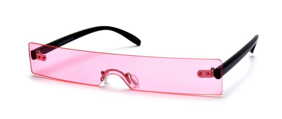 C1 pink47085 Small Frame One Lens Rectangle Sunglasses Men Women Fashion Shades UV400 Vintage Glasses