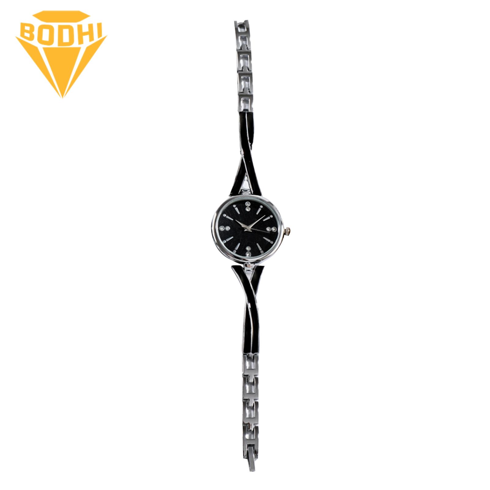 BODHI Women Simple Round Dial Rhinestone Quartz Bracelet Wristwatch Jewelry Accessory