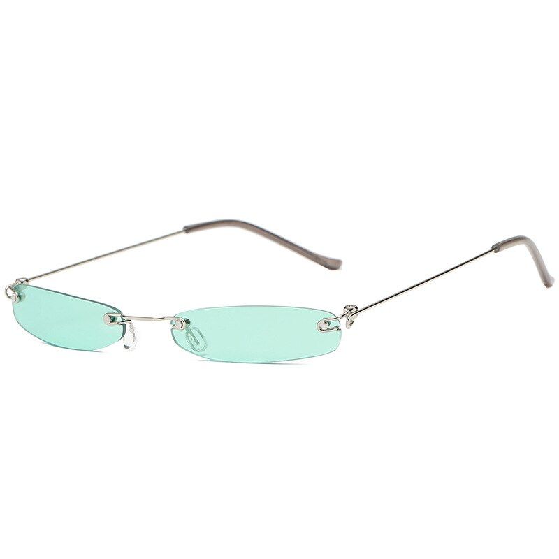 GreenElbru Sunglasses Women Small Rectangle Sun Glasses Retro Sunglass Brand Designer Female Eyewear Rimless Women's Shades Black