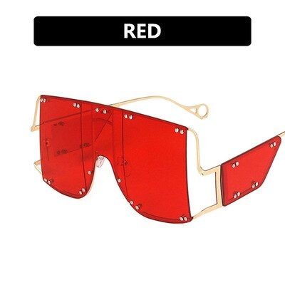 C3trendy fashion square sunglasses women 2021 oversized alloy rivet sun glasses ladies luxury brand unique metal shade mirror men