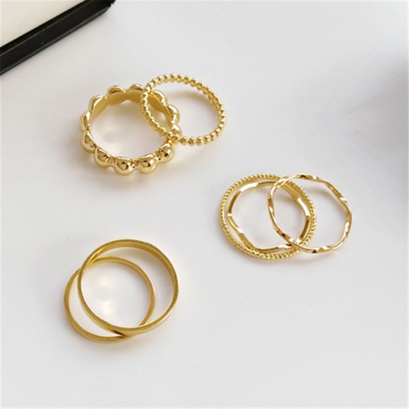 7 pcs Hip-hop Hipster Ring combination geometric joint Ring Set for Women Personality Design Ring Set Party Jewelry Gift