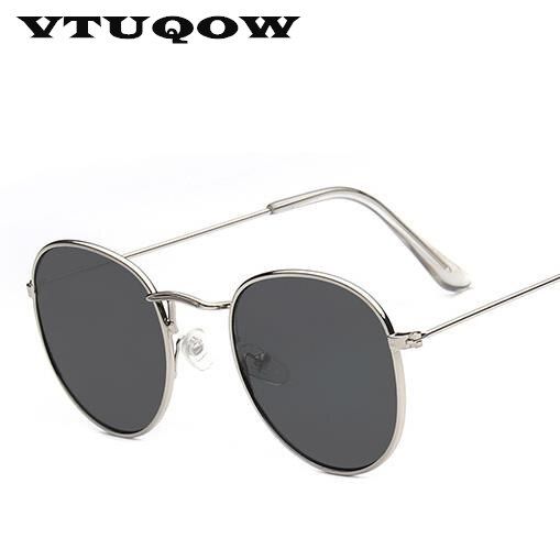 Silver F Black ColorsLuxury Vintage Round Sunglasses Women Brand Designer Female Sunglass Points Sun Glasses For Women Lady Sunglass Mirror 2020 Oval