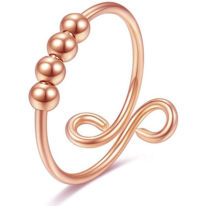 Adjustable Open Rings Beads Rotate Anti Stress Anxiety Men Women Ring Jewelry