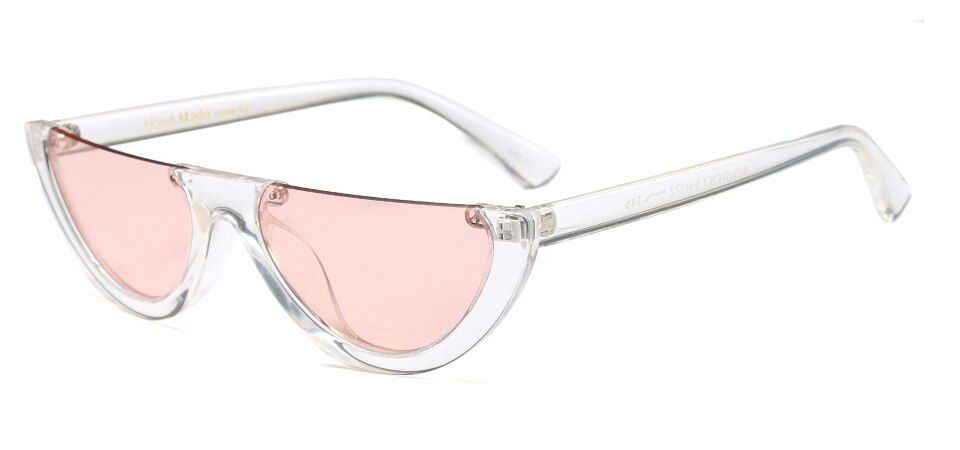 clear pink as shown in photoPeekaboo vintage half frame sunglasses women cat eye small black white red colorful transparent sunglasses female male uv400
