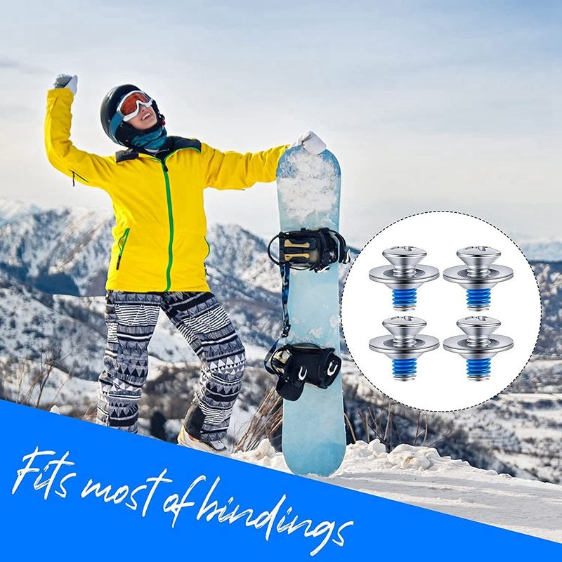 Snowboard Binding Screw Set Include 16 Pieces Snowboard Mounting Screws and 16 Pieces Snowboarding Screw Washers