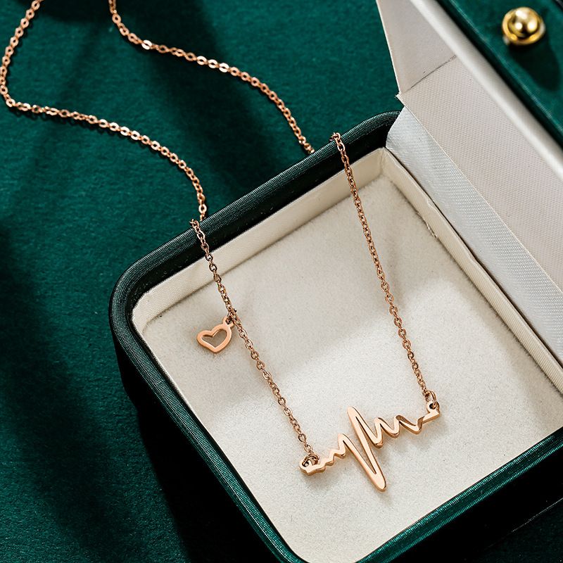 ECG Heart Pendant Necklace Women Collar Maxi Necklace Choker Necklaces for Women Neckless Jewelry