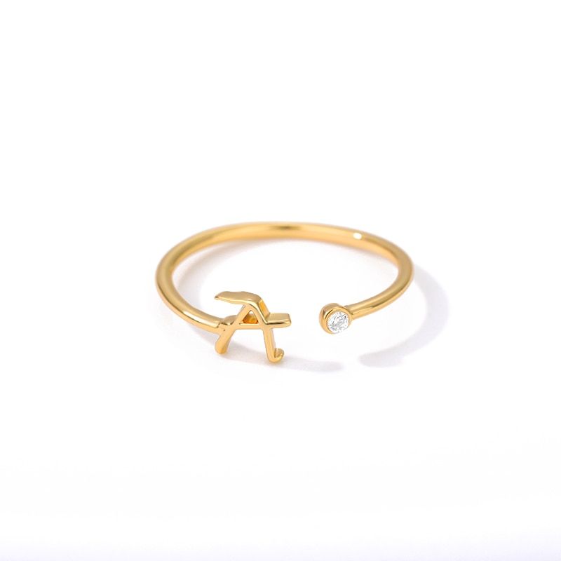 Stainless Steel A-Z 26 Letters Rings for Women Tiny Wedding Ring Alphabet Crystal Initial Rings Finger Jewelry Accessories Gift