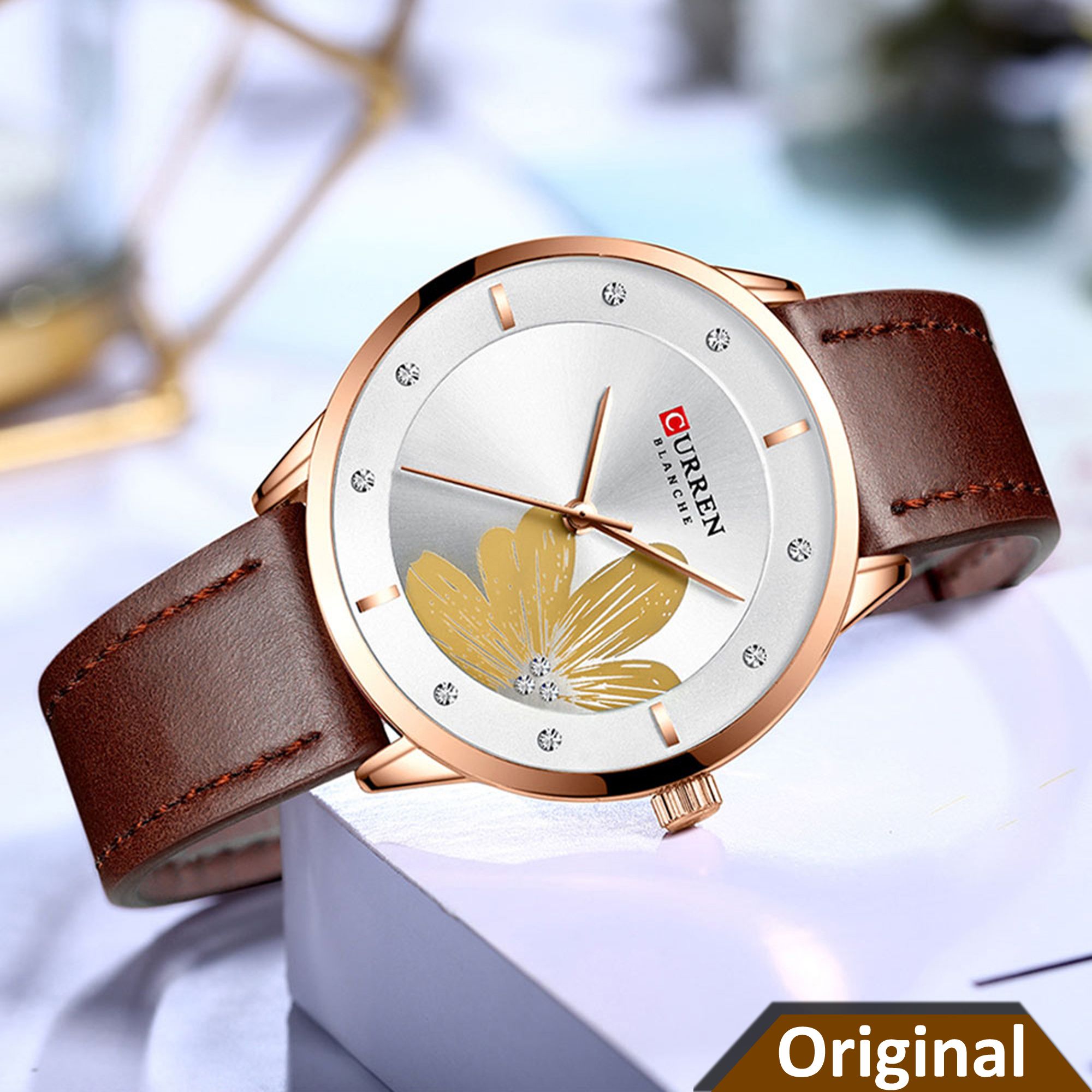 CURREN 9048 Flower Pattern Women's Wristwatch