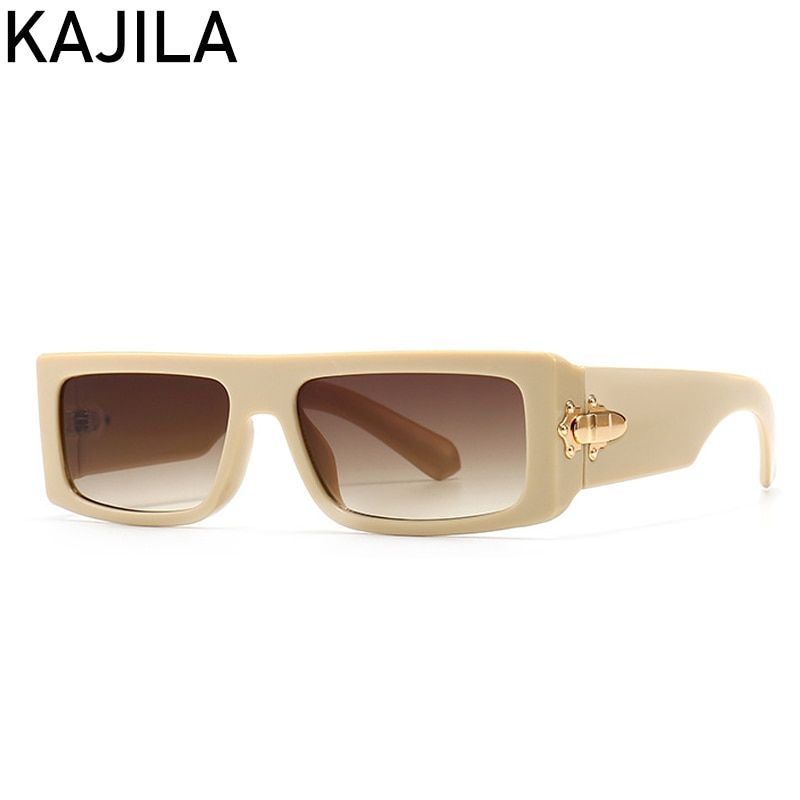 Small Rectangle Sunglasses Men 2020 New Fashion High Quality Retro Square Sun Glasses For Women Shades Lentes De Sol Hombre-Beige Gray