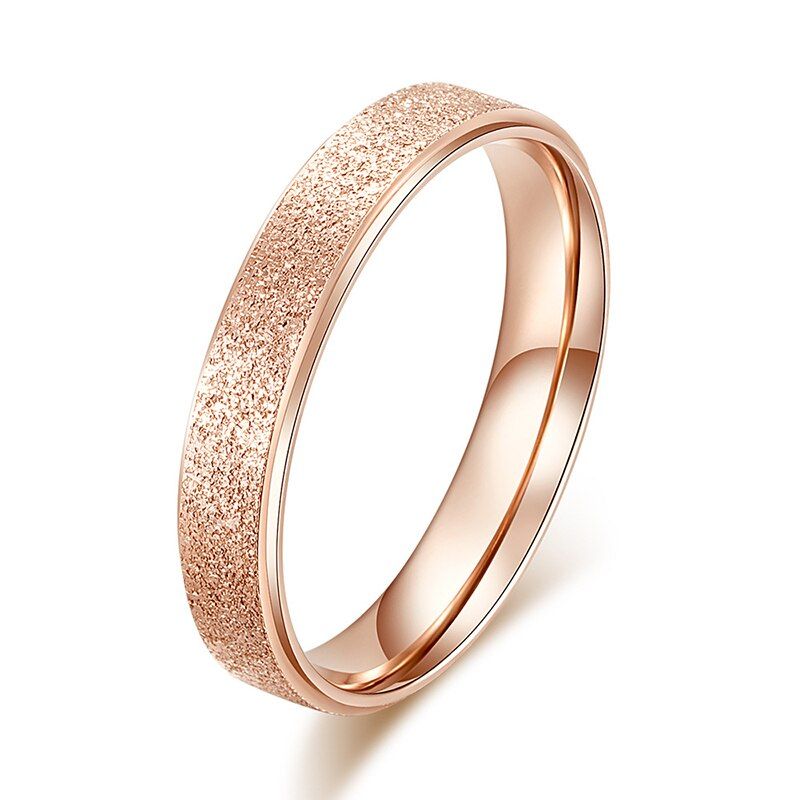 High Quality Fashion Simple Scrub Stainless Steel Women 's Rings 2 mm Width Rose Gold Color Finger Gift For Girl Jewelry