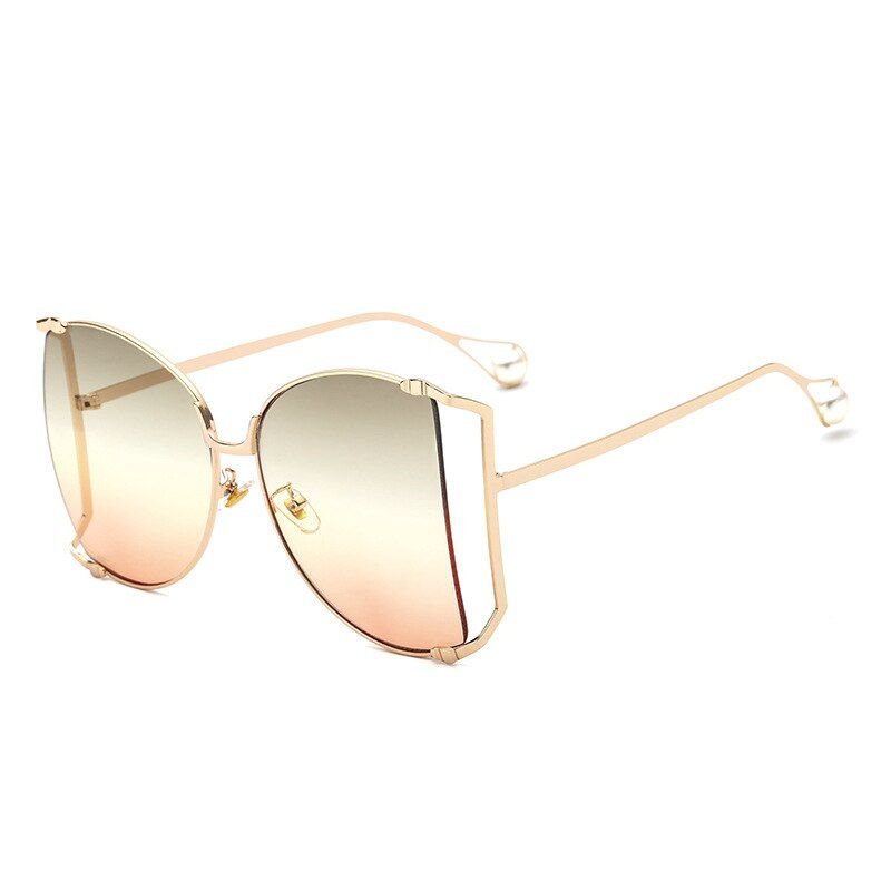 sunglasses2020 Oversized Sunglasses Women Brand Designer Butterfly Big Frame Square Sun Glass Pearl Decoration Cateye Shades UV400 Eyewear