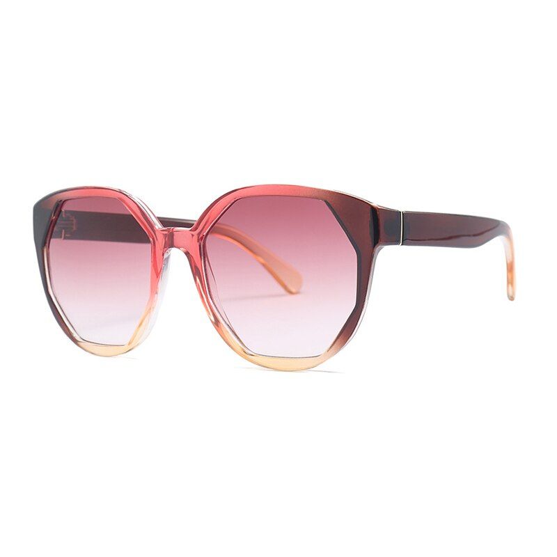 C6 Brown Red as pictureOulylan Retro Polygonal Sunglasses Women Men Luxury Brand Gradient Pink Sun Glasses Woman UV400 Design Oversized Sunglass