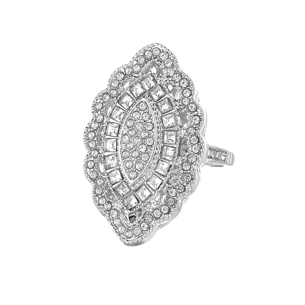 Elegant Marquise Shape Rhinestone Inlaid Wedding Party Women Charm Jewelry Ring