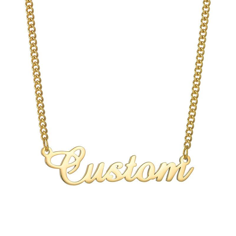 UZone Heart Personalized Name Necklace Stainless Steel Custom Nameplate Necklaces Link Chain for Women Girls Wholesale