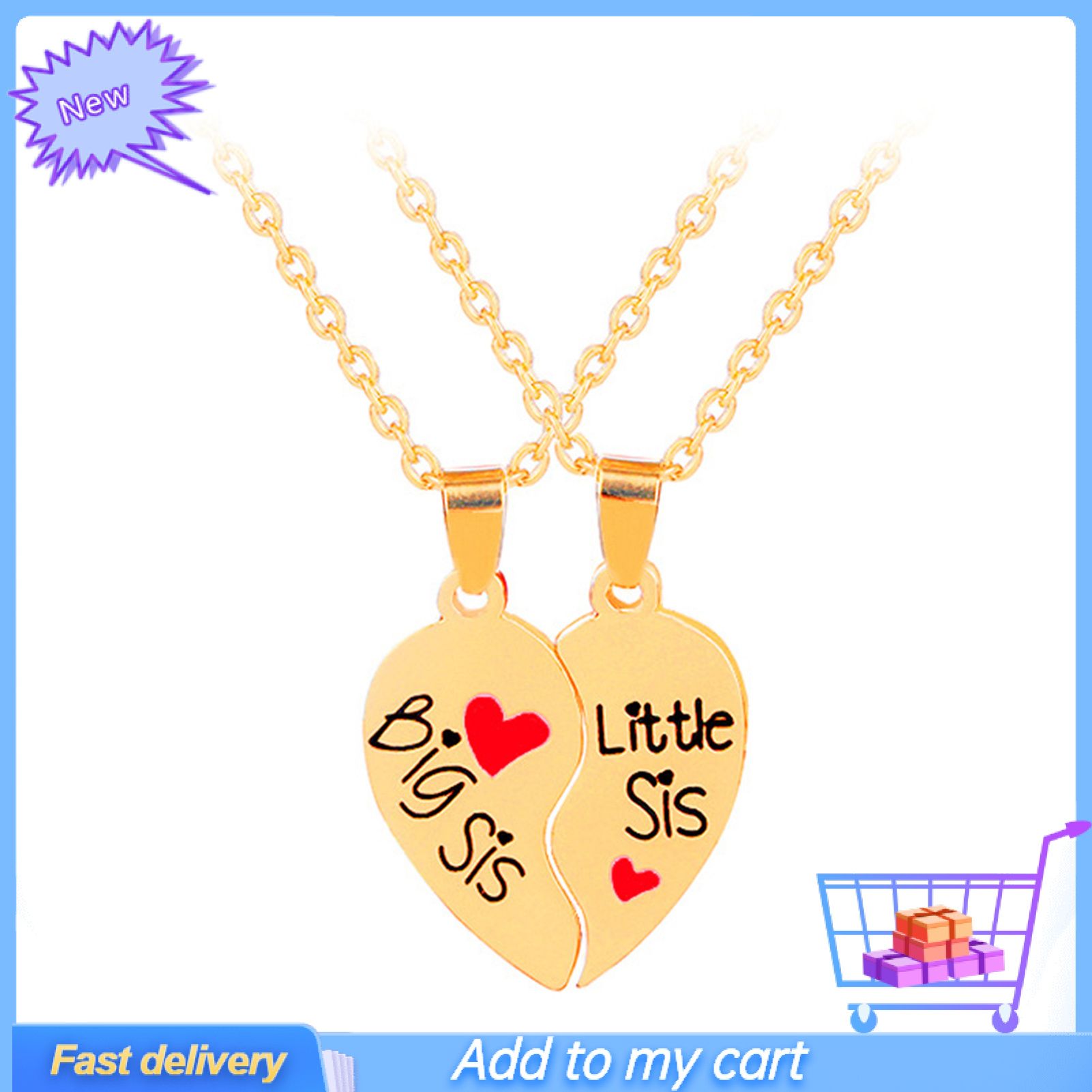 1 Set Sister Necklace Heart Shape Chain Durable Corruption Resistance Women Pendant Set for Gift