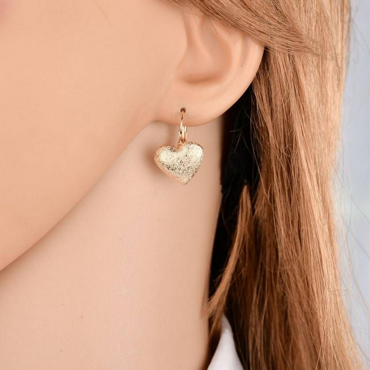 MESTILO Simple Sweet Cute Heart Earrings Gold Color Small Drop Earrings For Women