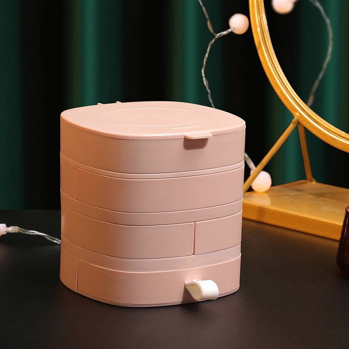 Women Jewelry Storage Box Fashion 4-Layer Rotatable Jewelry Accessory Storage Tray With Lid Birthday Gift For Women hot sell