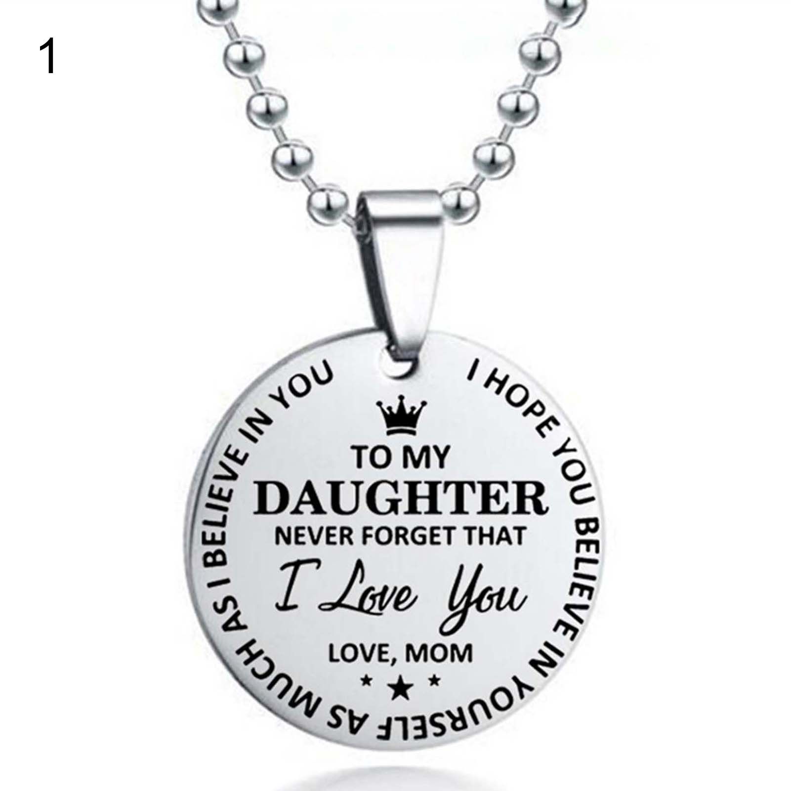 Party Neckle I Love You Letter Print Round Tag Pendant Chain Neckle