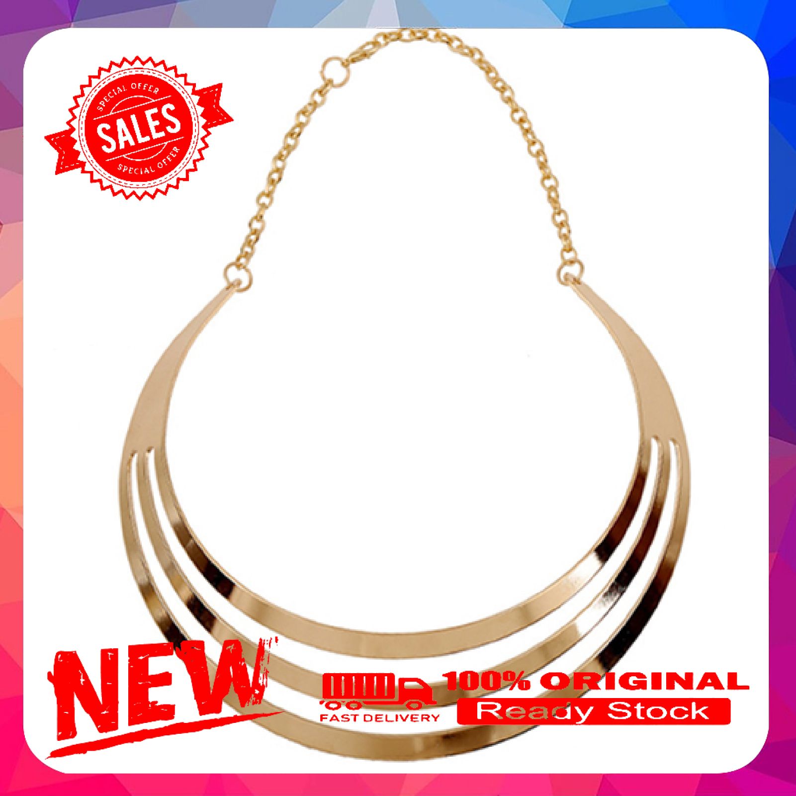 Layered Necklace Unique Design Waterproof Alloy Exaggerated Layered Necklace for Wedding