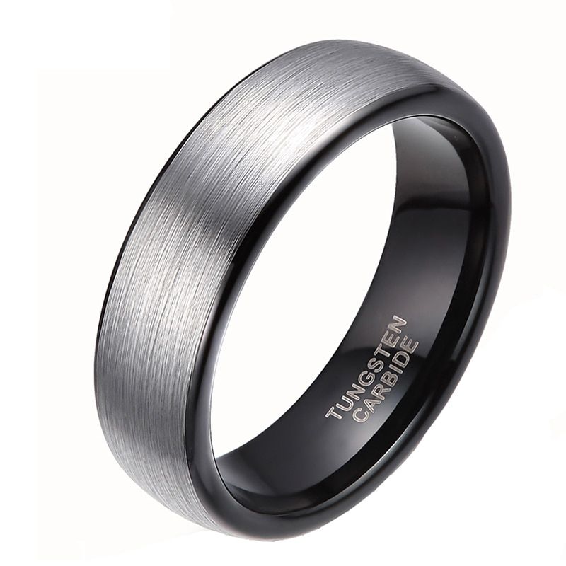 Somen 6mm Black Inlay Brushed Silver Color Tungsten Carbide Wedding Rings Band For Women Engagement Ring Jewelry bague femme