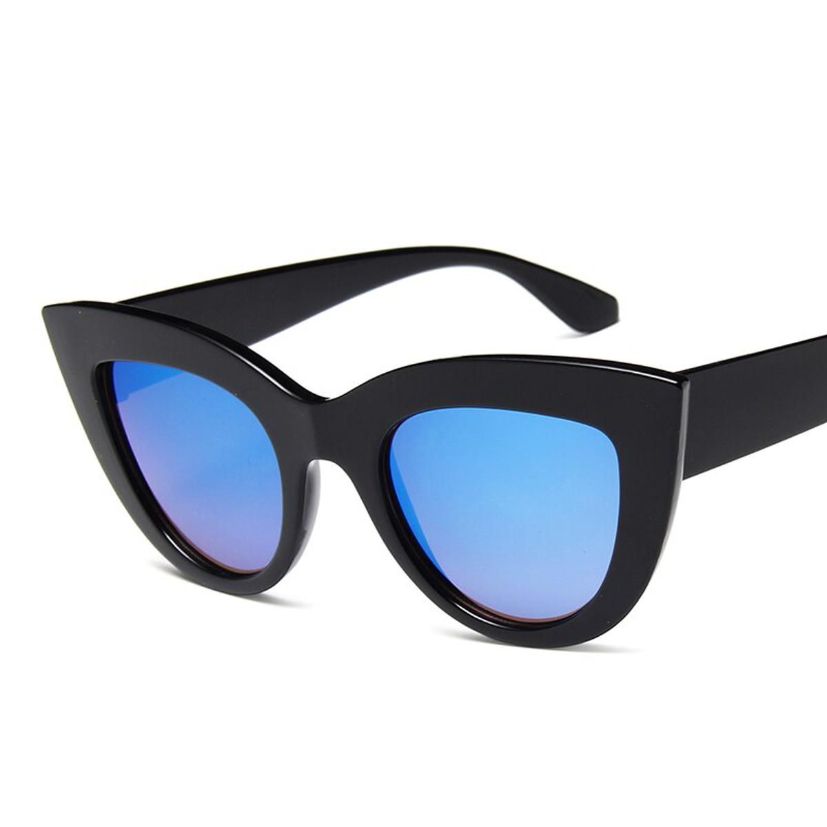 black blueLongKeeper Cat Eye Sunglasses Women Luxury Brand Retro Mirror Lens Sun Glasses Ladies Colorful Glasses UV400 Oculos Hot style