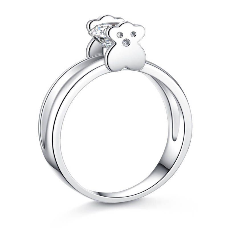 Ladies Ring Round Charm Personality Party Banquet Wedding Jewelry Bear Ring Cute Style Precious Girlfriend Gift