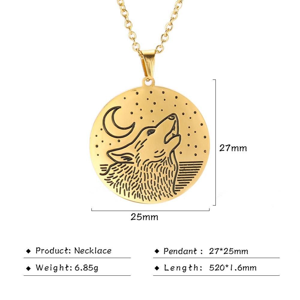 Skyrim Lone Howl Wolf Animal Pendant Necklace Men Women Amulet Stainless Steel Initial Adjustable Chain Necklaces Jewelry Gift