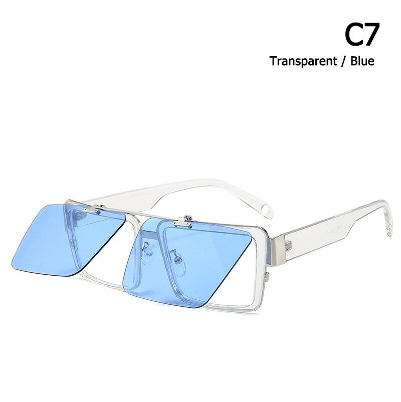 C7JackJad 2020 Fashion Square Style Double Layer Sunglasses Flip Up Clamshell ins Popular Brand Design Sun Glasses Oculos De Sol