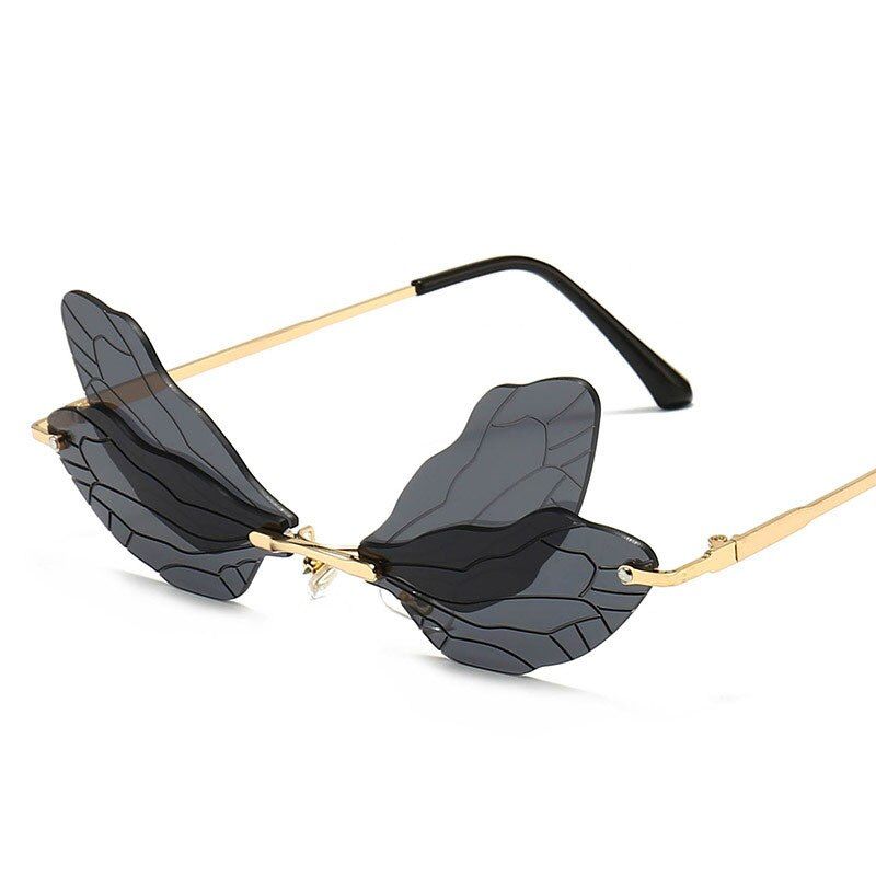 1Fashion Rimless Sunglasses Women Vintage Dragonfly Steampunk Sunglasses Men Frameless Gradient Clear Lens Glasses Shades Oculos