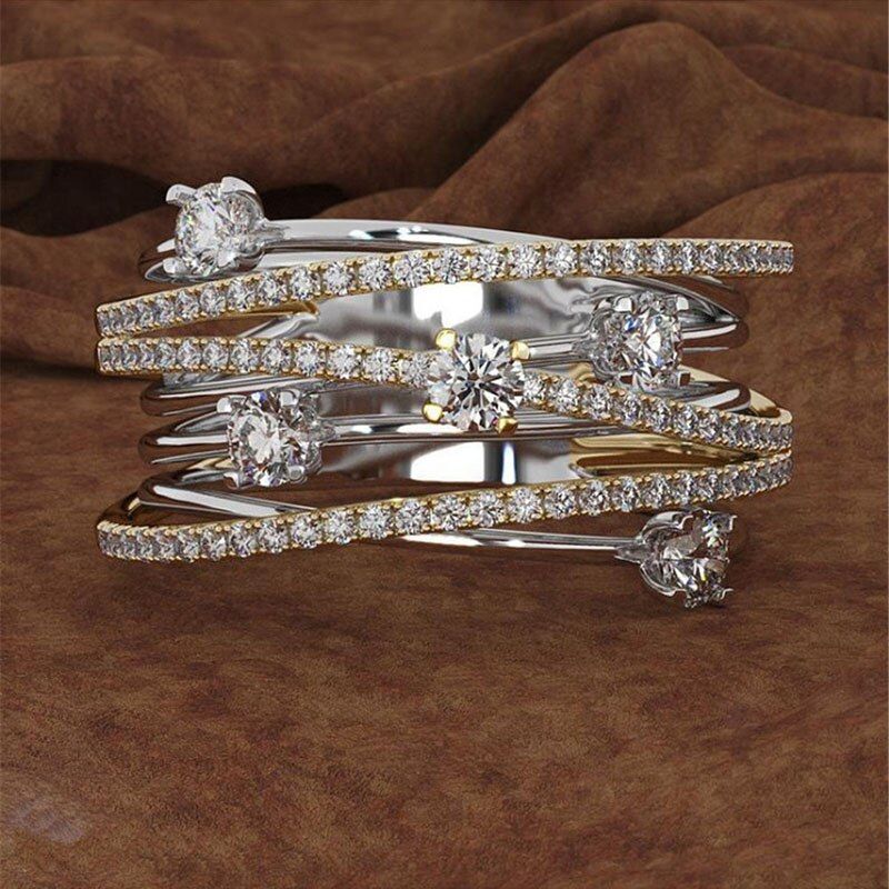 Fashion Women Ring Charm Cross Alloy Rhinestones Zircon Engagement Ring For Women Accessories Female Wedding Jewelry Gift