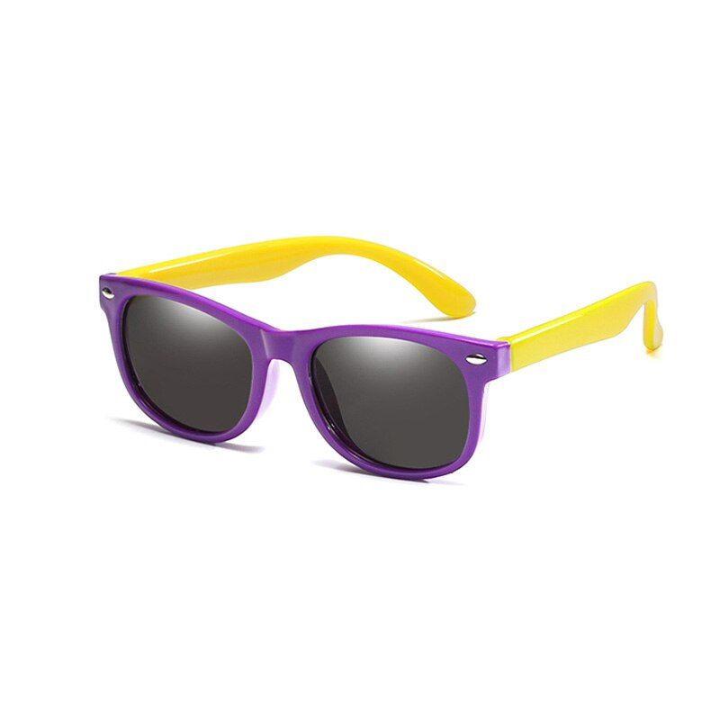 R01 C12Blue car caseRubber frame Polarized Kids Sunglasses with Case Boys Girls Silicone Safety Sun Glasses Gift For Children Baby UV400 Gafas