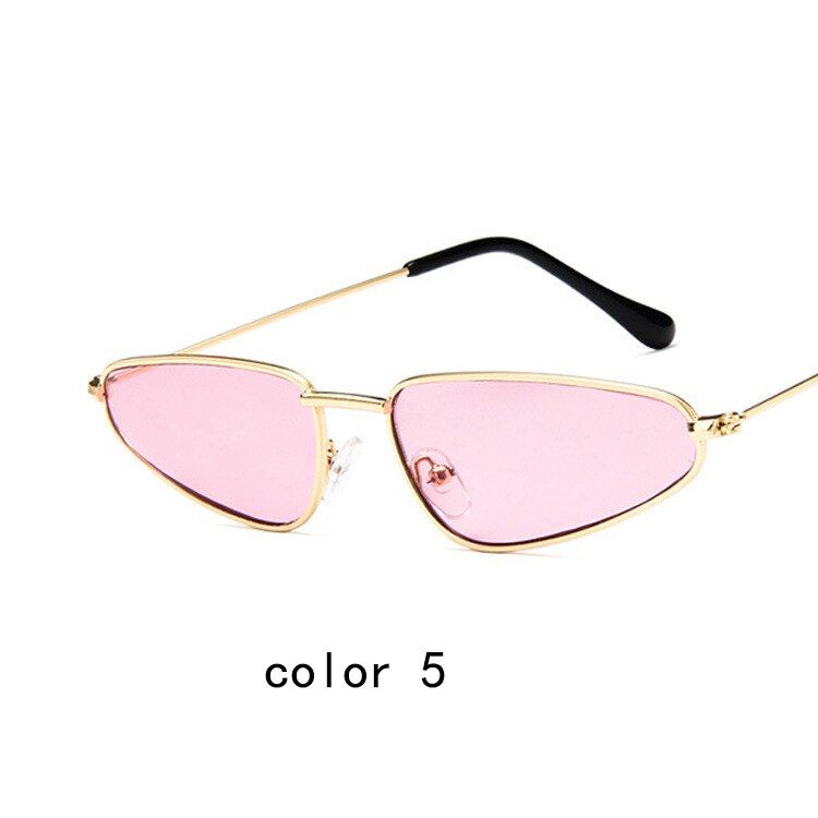 5gold pink2019 Cute Sunglases Retro Cat Eye Sunglasses Women Metal Frame Triangle Vintage Cateye Sun Glasses Female