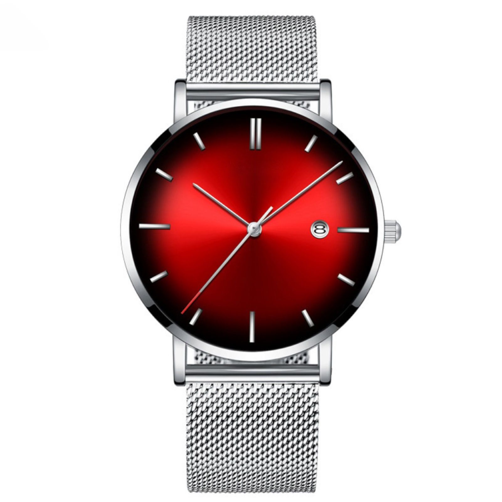 GADYSON Fashion Men Analog Display Round Dial Mesh Strap Quartz Wrist Watch