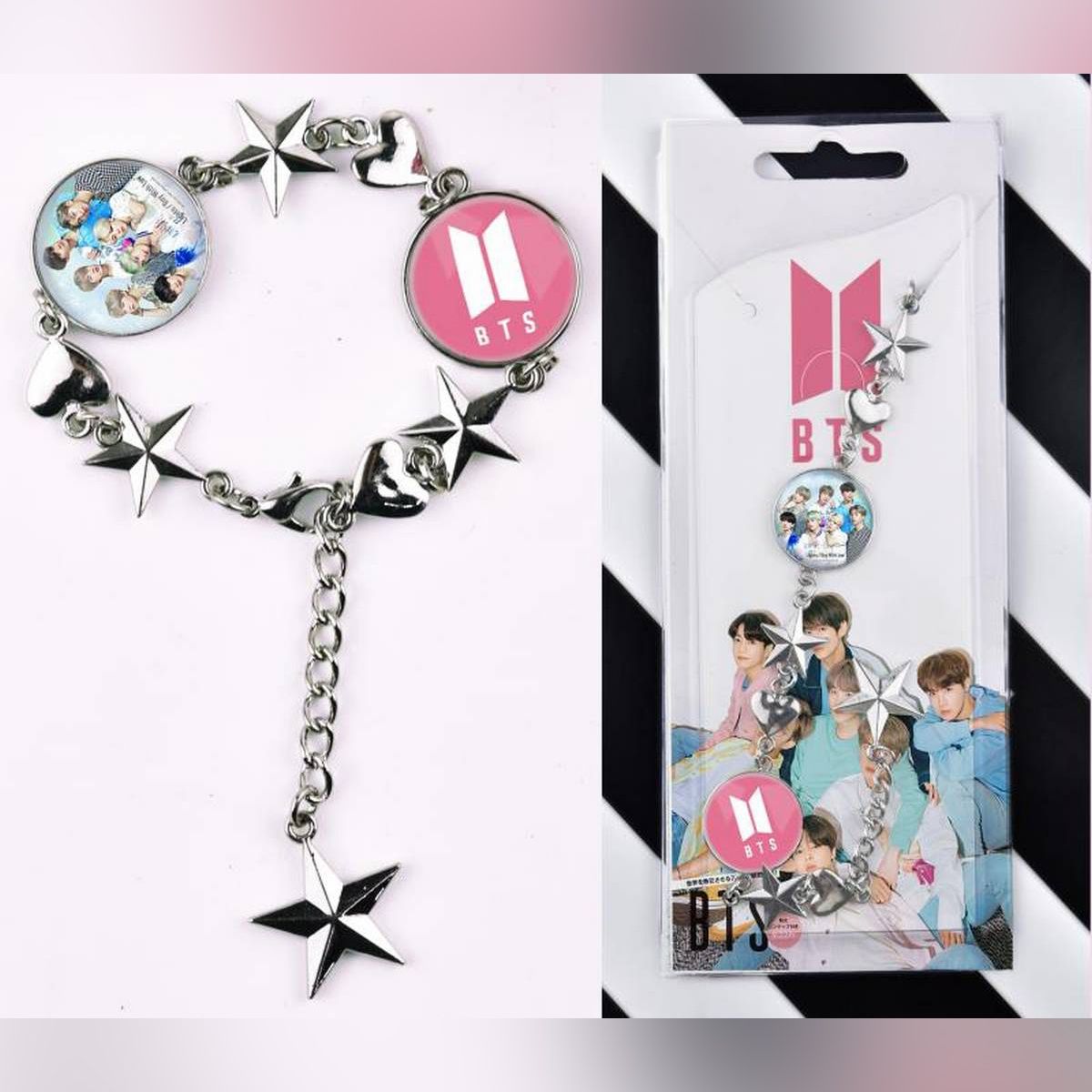 K-Pop BTS Star Bangtan Group Photo Steel Bracelet