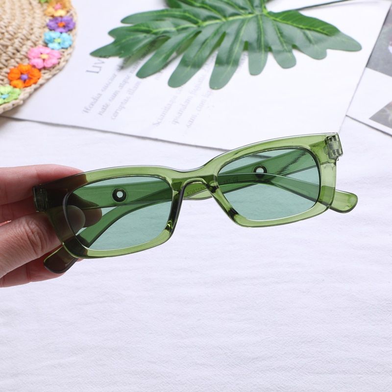 1PCs New Unisex Rectangle Vintage Sunglasses 2021 Fashion Design Retro Sun Glasses Female Lady Eyeglass Cat Eye Casual Goggles