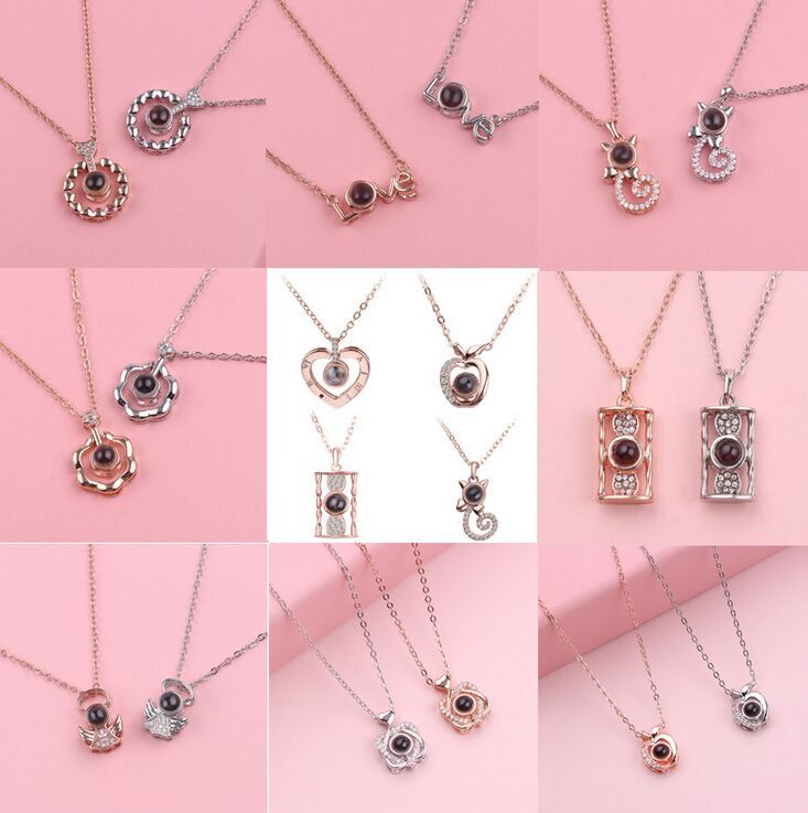 100 languages Projection Necklace For Memory Of LOVE Choker Love necklace
