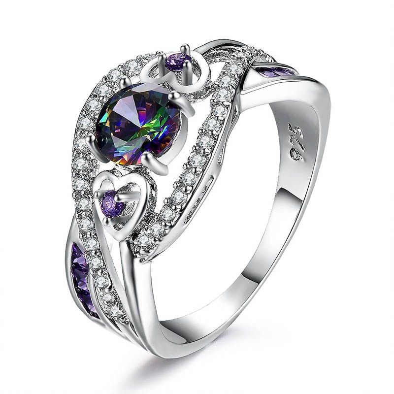 Cellacity Trendy Gemstones Ring for Women Silver 925 Fine Jewelry Round Aquamarine Topaz Zircon Size5-10 Female Gift Wholesale