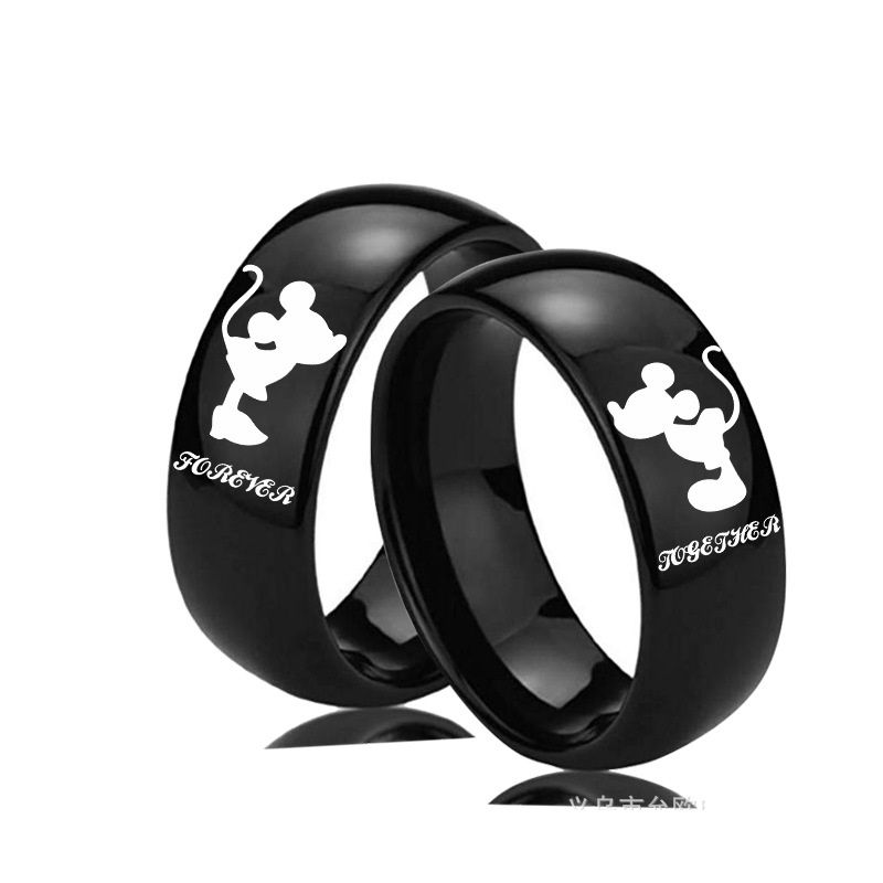 Mickey and Minnie Kiss Wedding Couple Ring Forever Together
