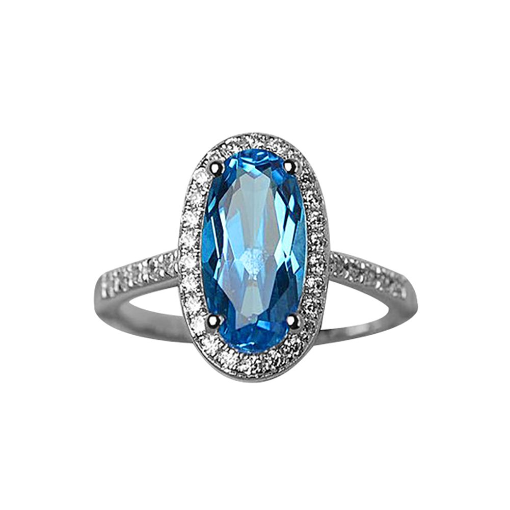 Fashion Women Oval Artificial Topaz Engagement Ring Party Jewelry Decor Gift