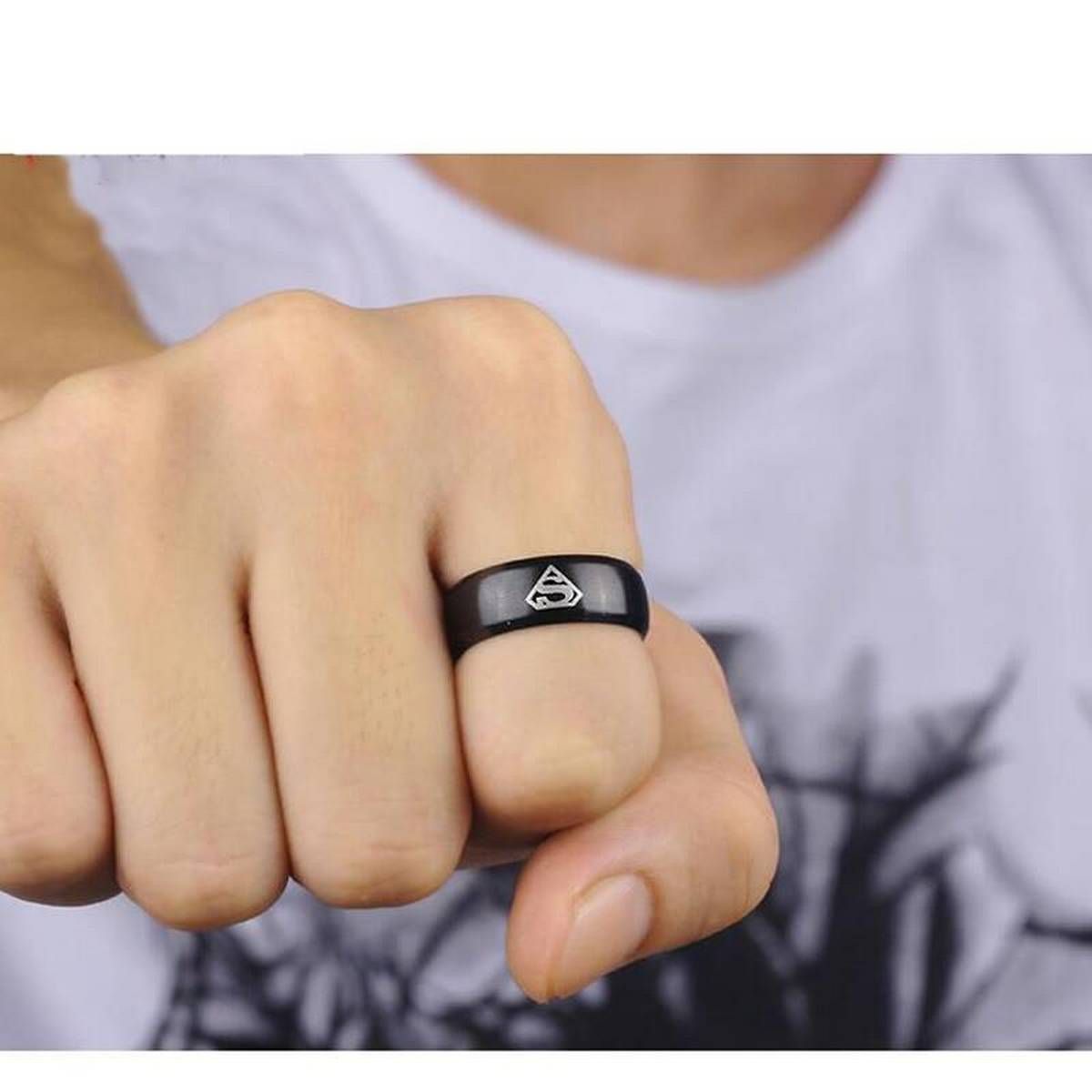 Black Alloy Finger Ring