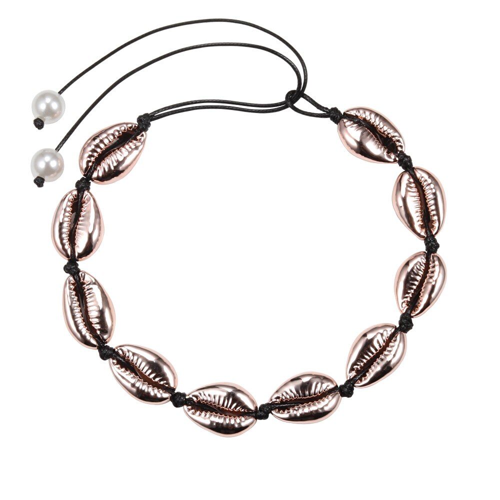2 pcs/set Seashell Necklace Natural Shells Ankle Bracelet Jewelry Bohemian Seashell Choker knitting Necklace Gifts best friend