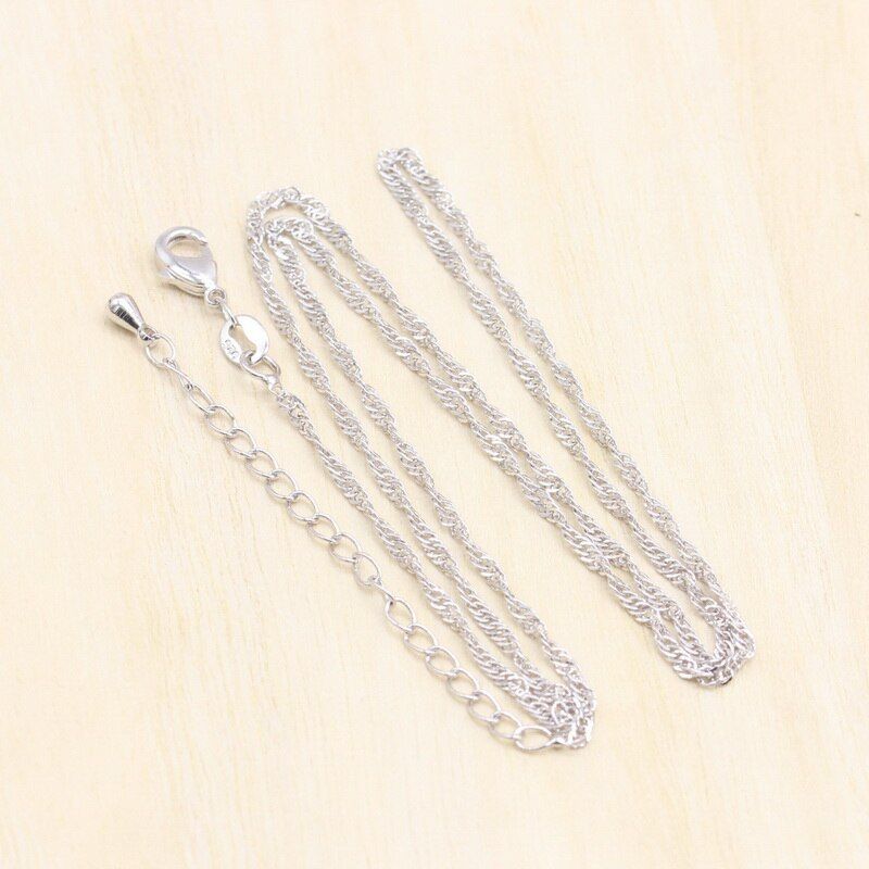 Silver Color Jewelry Round Rainbow Light Blue Stones Necklace Pendant Chains Jewelry For Women